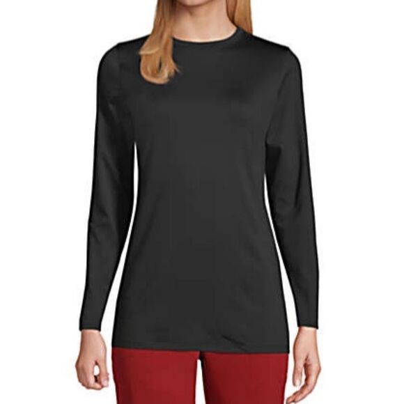 Lands End Women's Black Long Sleeve Top - Picture 1 of 10